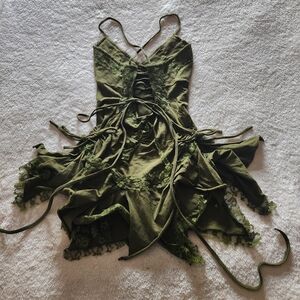 Olive Green Fairy Handmade Mini Dress From Etsy With Handkerchief Hem